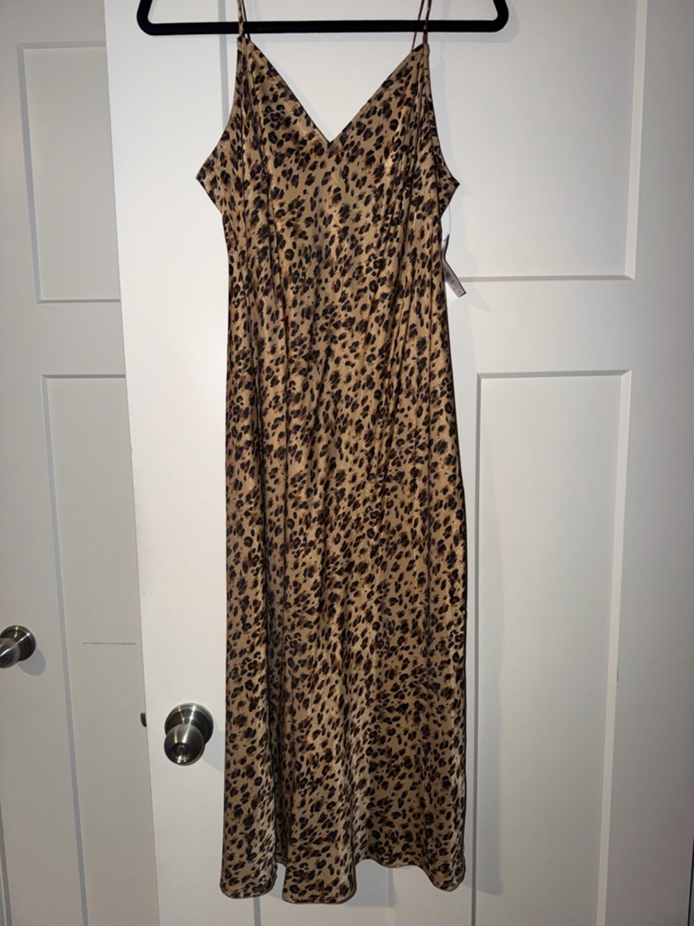 Time and Tru Leopard Print Maxi Slip Dress - Beige Brown
